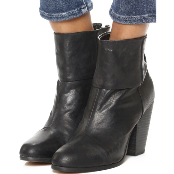 RAG & BONE Like NEW!! Classic Newbury Leather Bootie Shiny Black - Picture 2 of 12